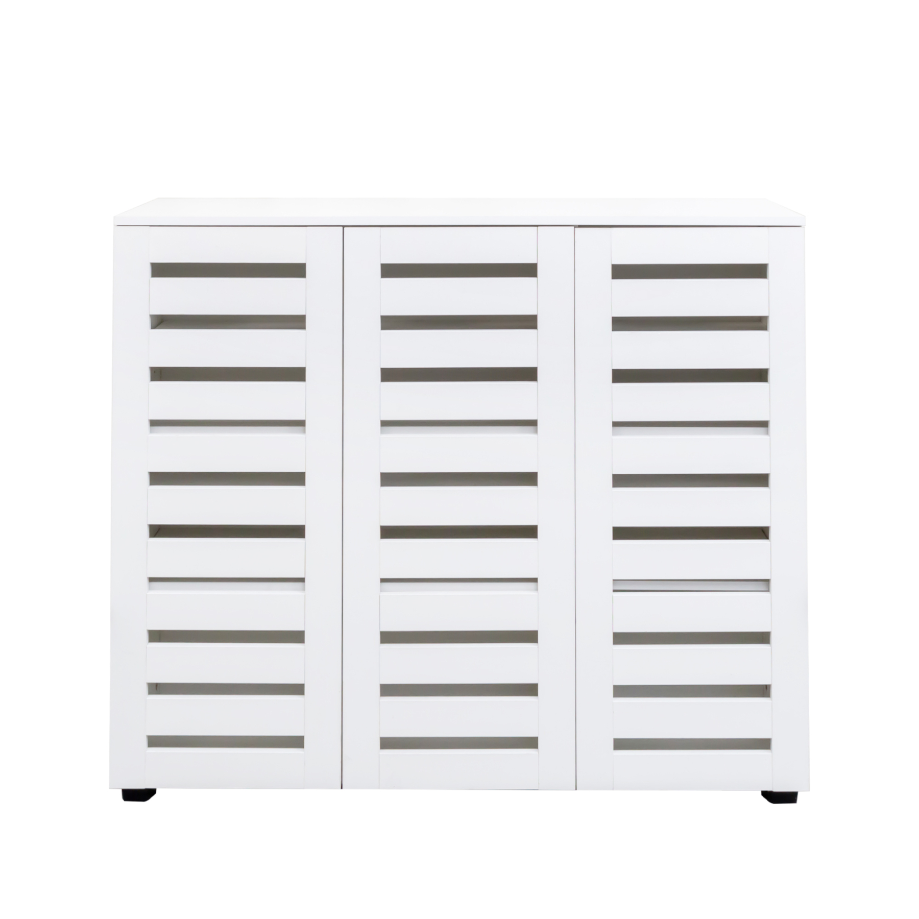 4-Tier Shoe Cabinet with Slat Doors for Entryway, Hallway & Closet