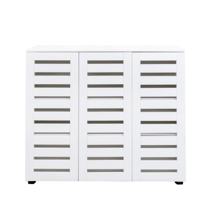 4-Tier Shoe Cabinet with Slat Doors for Entryway, Hallway & Closet