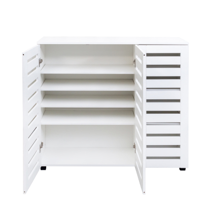4-Tier Shoe Cabinet with Slat Doors for Entryway, Hallway & Closet