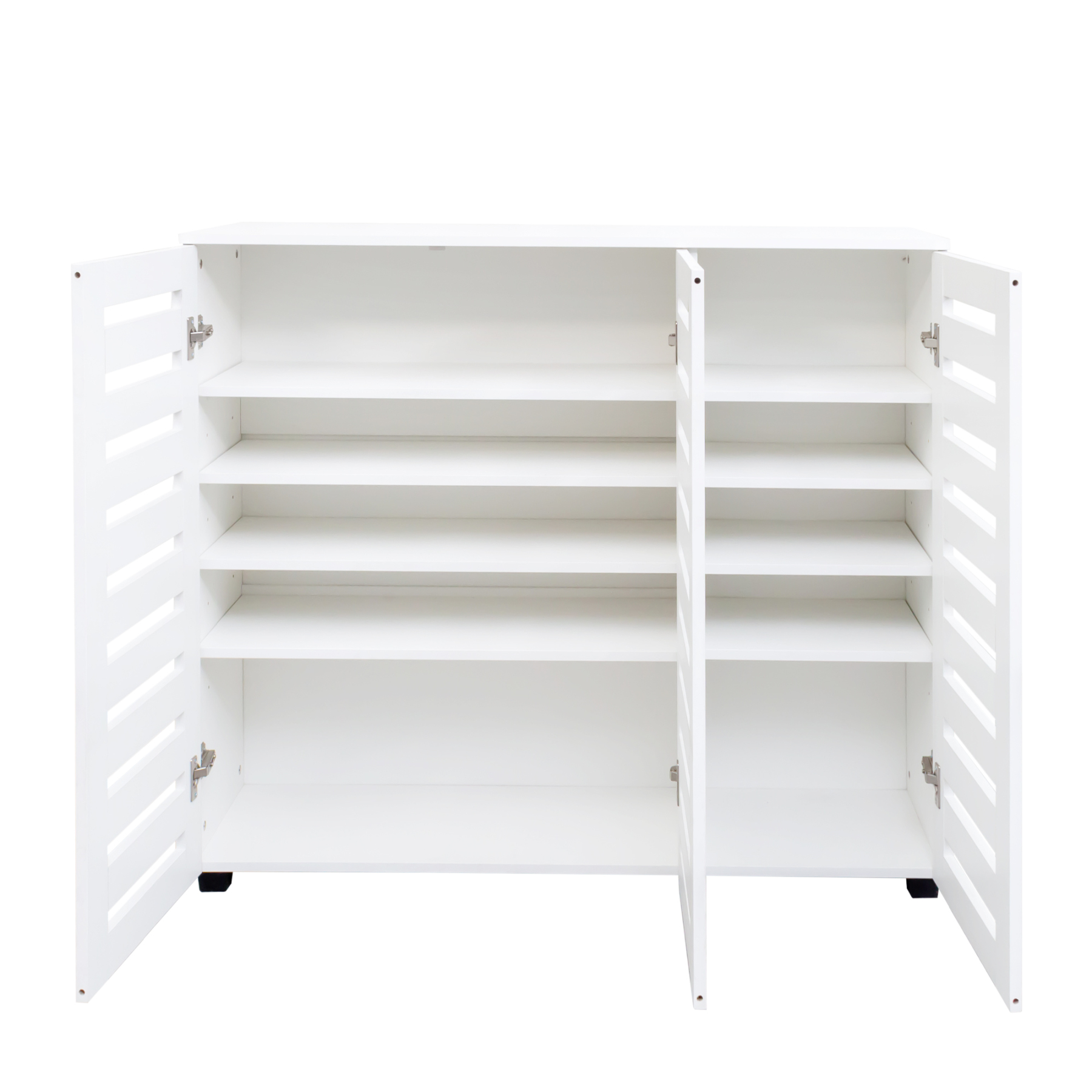 4-Tier Shoe Cabinet with Slat Doors for Entryway, Hallway & Closet