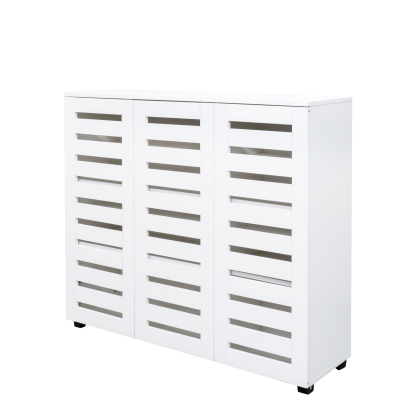 4-Tier Shoe Cabinet with Slat Doors for Entryway, Hallway & Closet