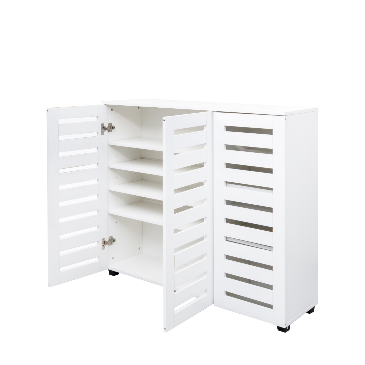 4-Tier Shoe Cabinet with Slat Doors for Entryway, Hallway & Closet