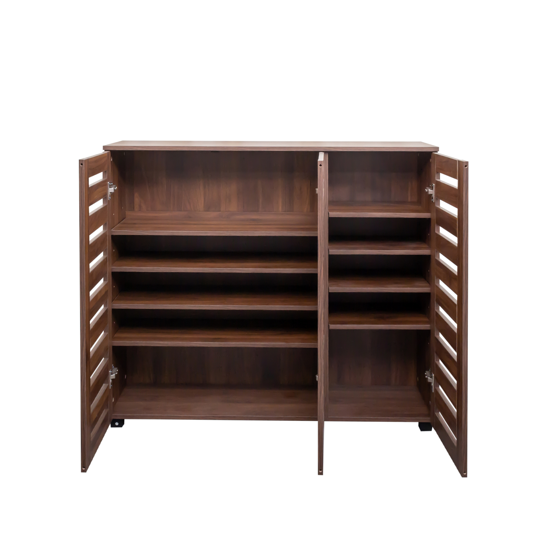 4-Tier Shoe Cabinet with Slat Doors for Entryway, Hallway & Closet