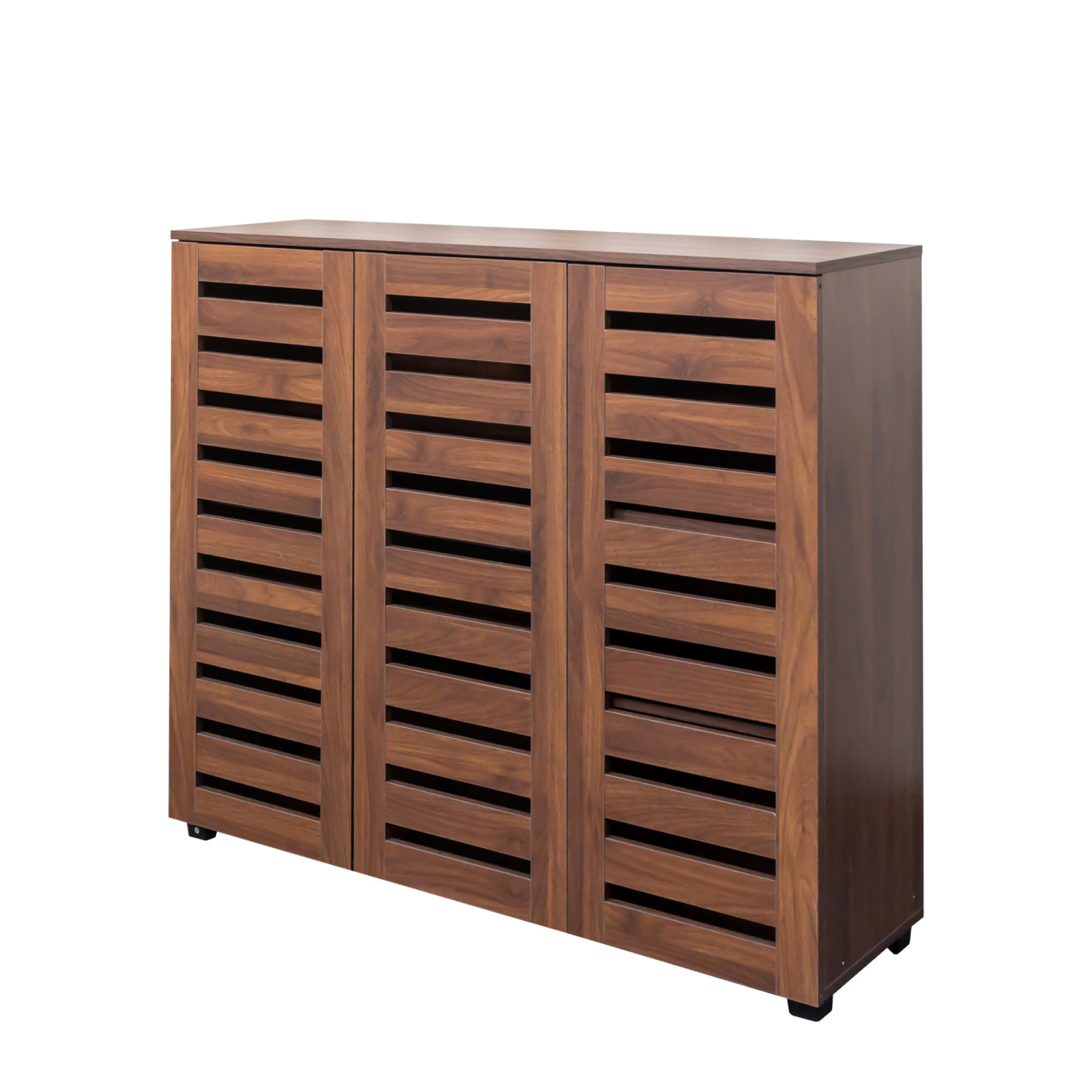 4-Tier Shoe Cabinet with Slat Doors for Entryway, Hallway & Closet