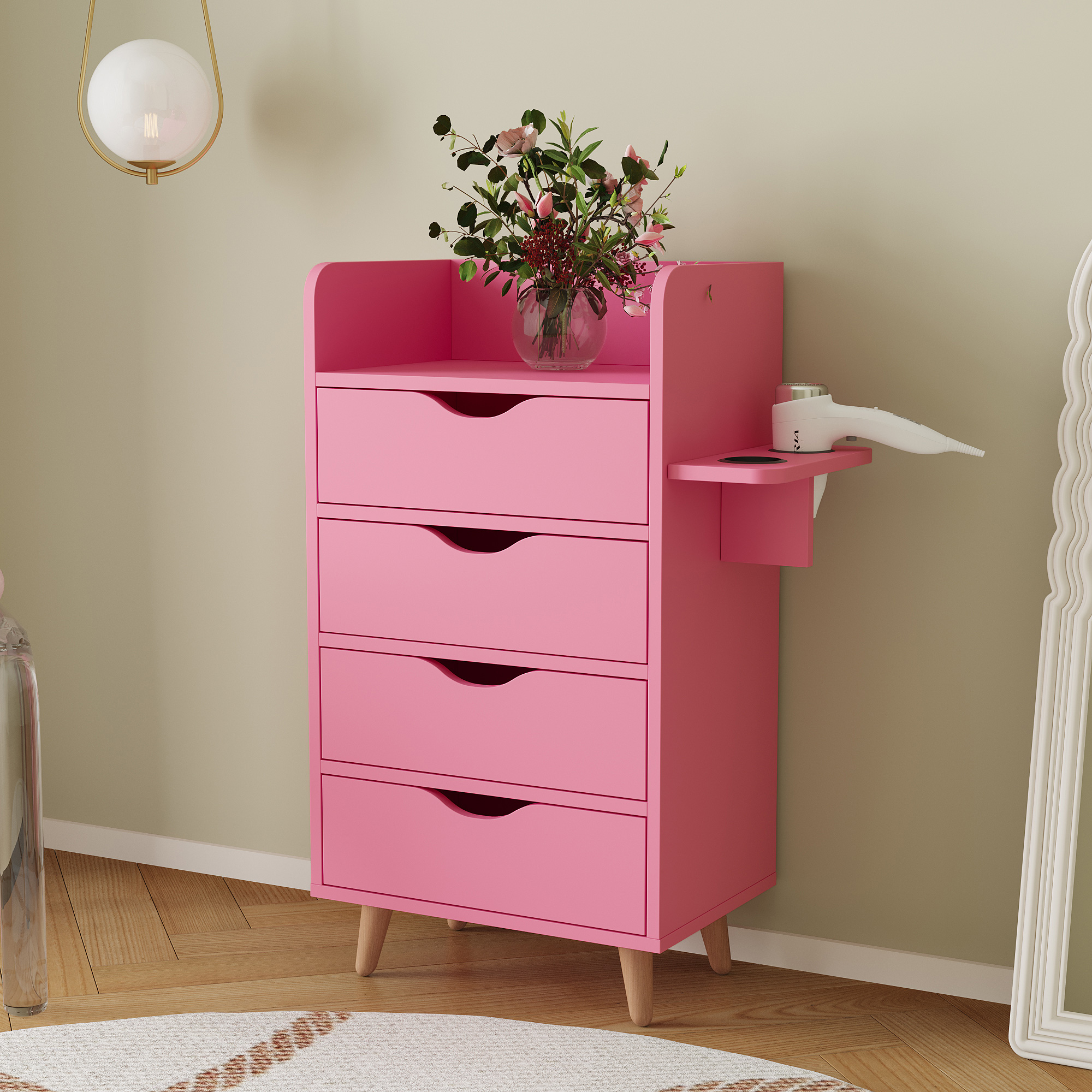 4-Tier Storage Cabinet with 2 Hair Dryer Holders | Salon Station