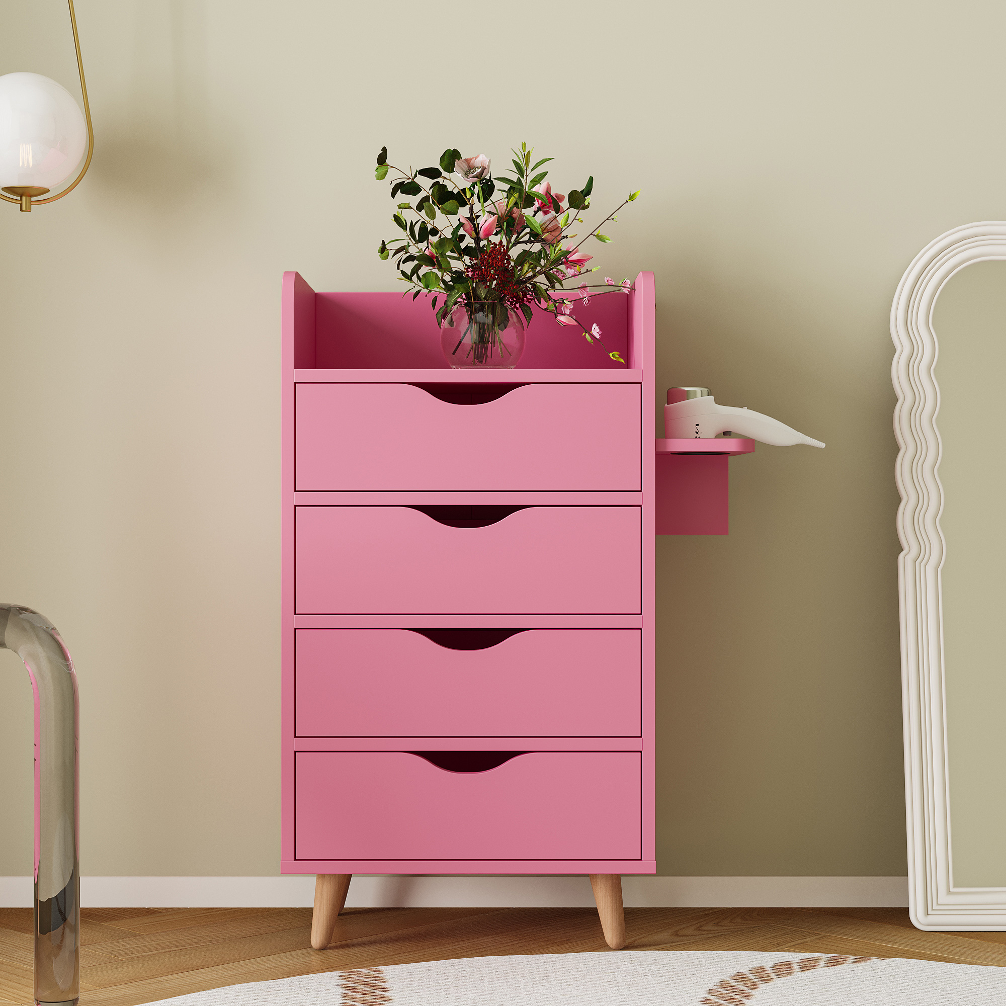 4-Tier Storage Cabinet with 2 Hair Dryer Holders | Salon Station