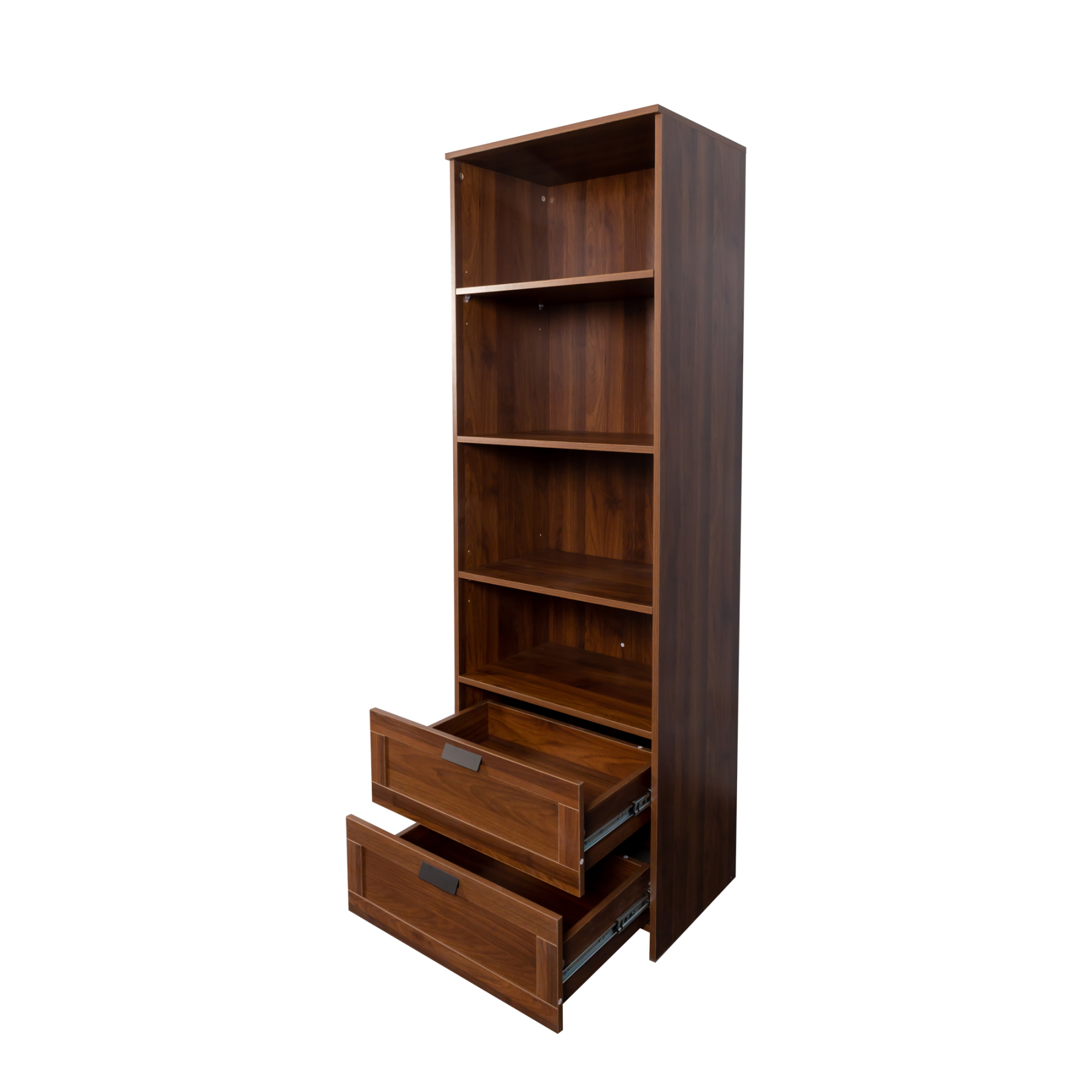 4-Tier Wood Bookcase w/ Drawers for Home Office, Living Room & Study | 71" Tall