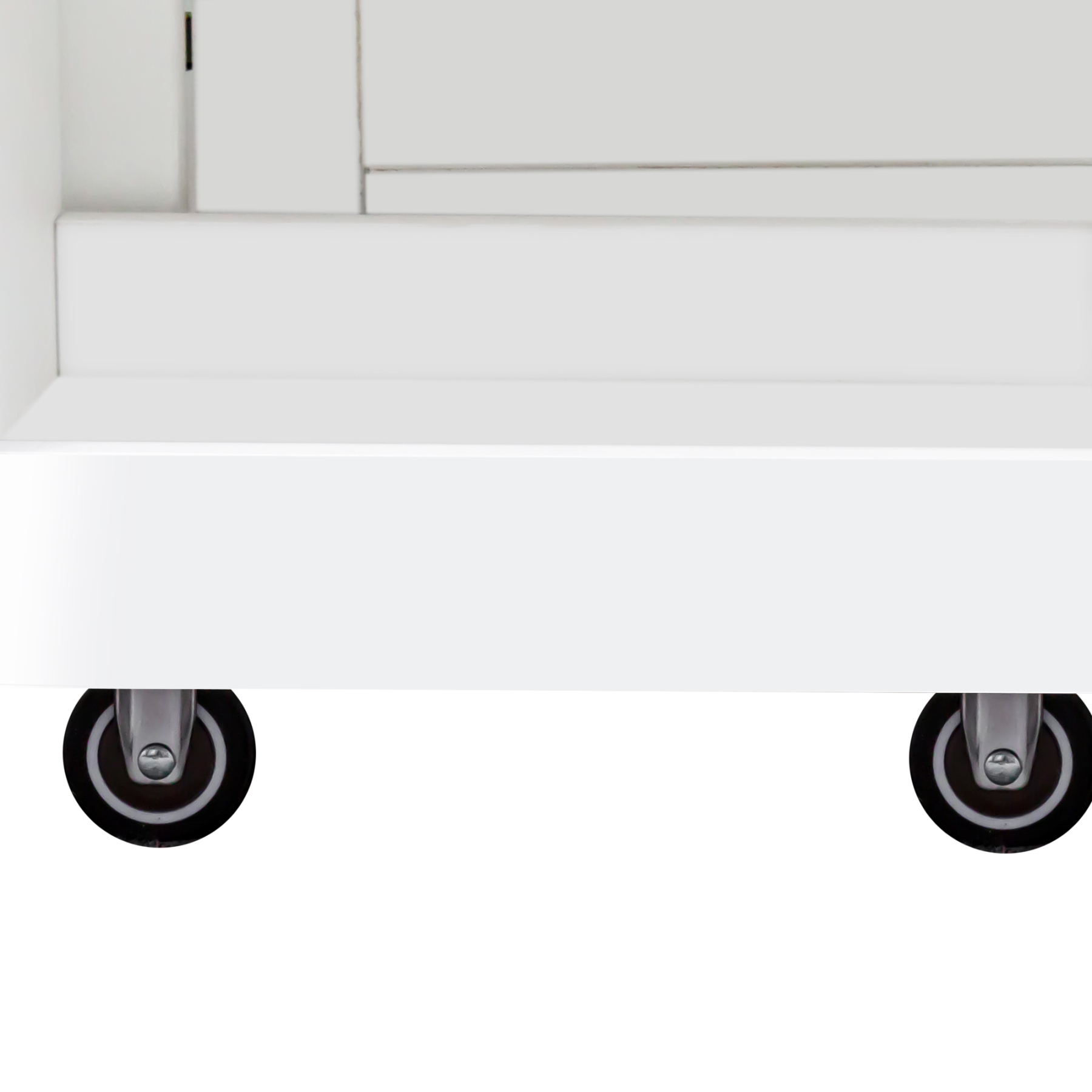 43"W Kitchen Pantry with Pull Out Shelves and Glass Doors, White