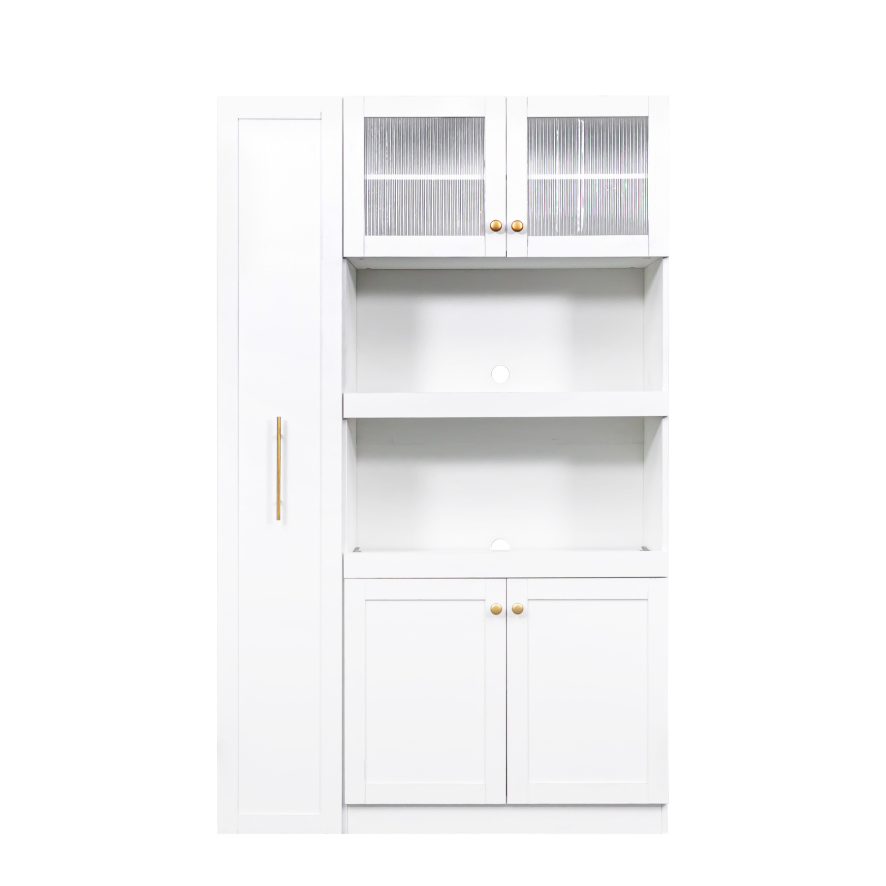 71" Tall Kitchen Pantry Cabinet with Pull Out Shelves and Glass Doors | Multifunctional