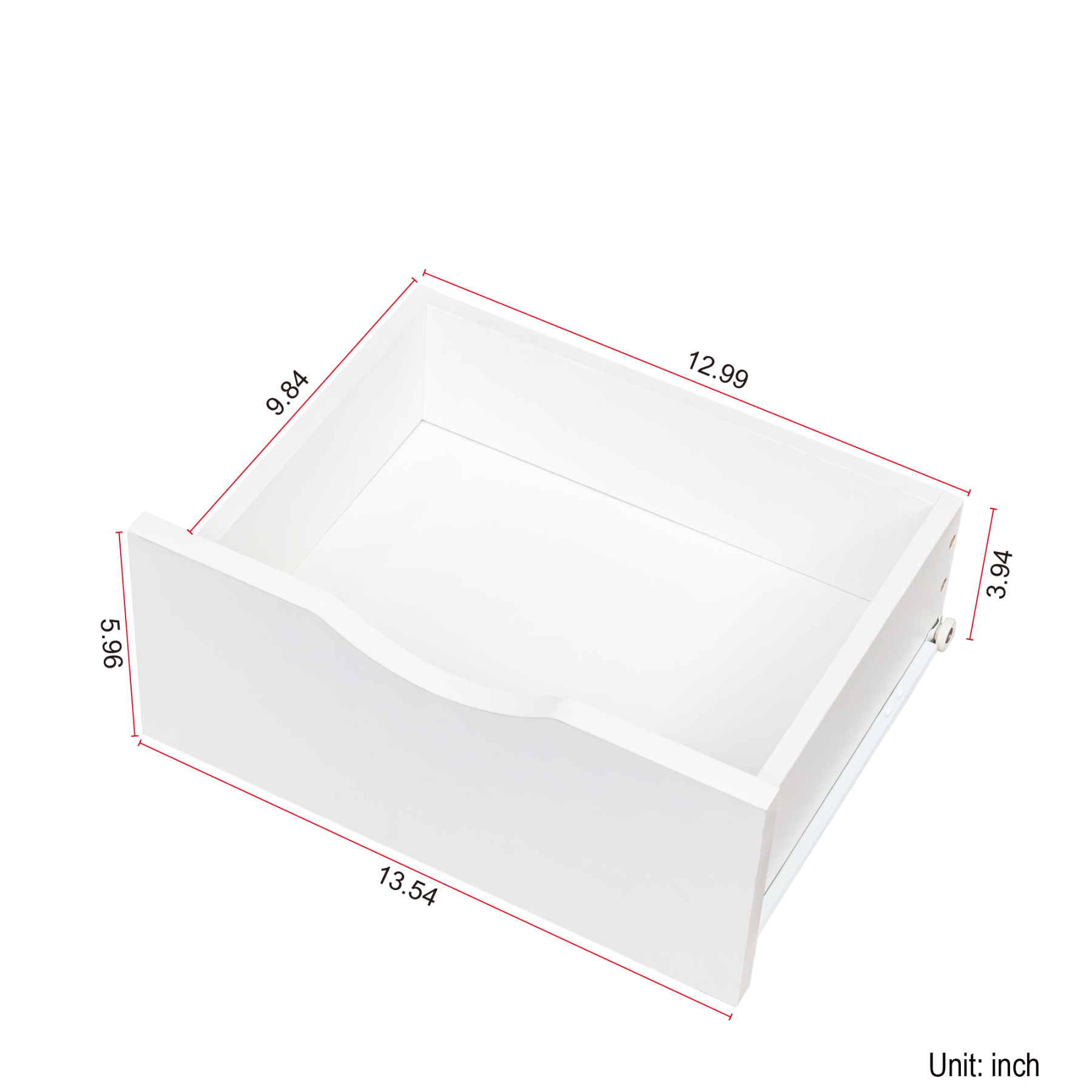 5-Tier Slim Bookshelf with 2 Drawers for Bedroom or Home Office | White Night Stand