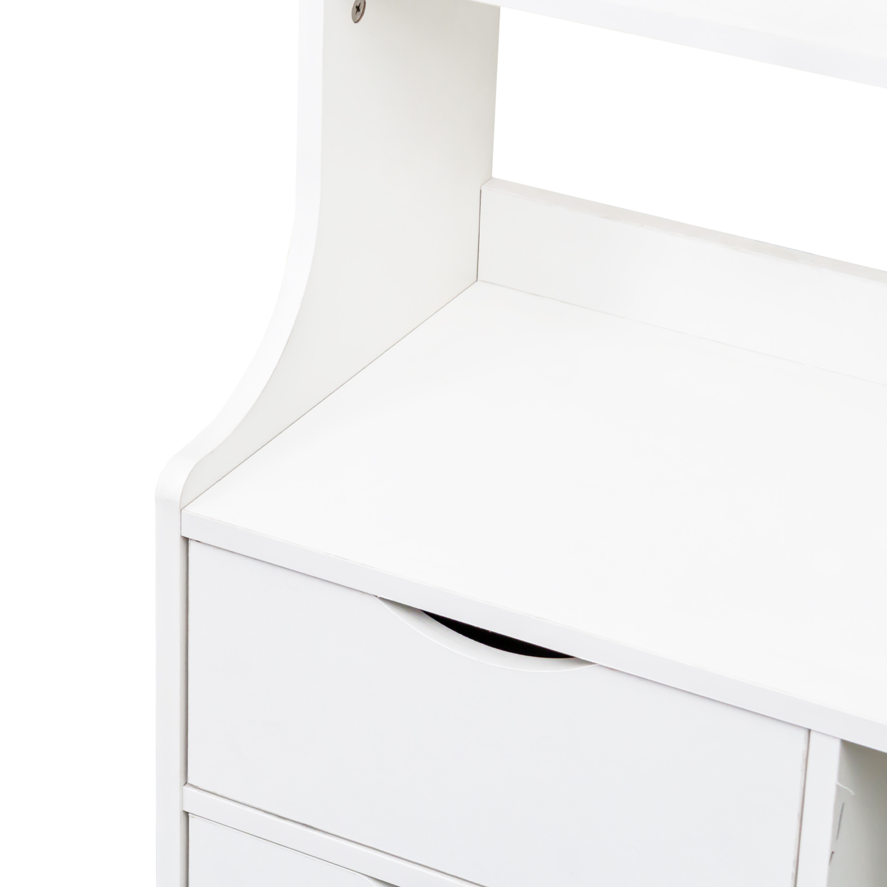 5-Tier Slim Bookshelf with 2 Drawers for Bedroom or Home Office | White Night Stand
