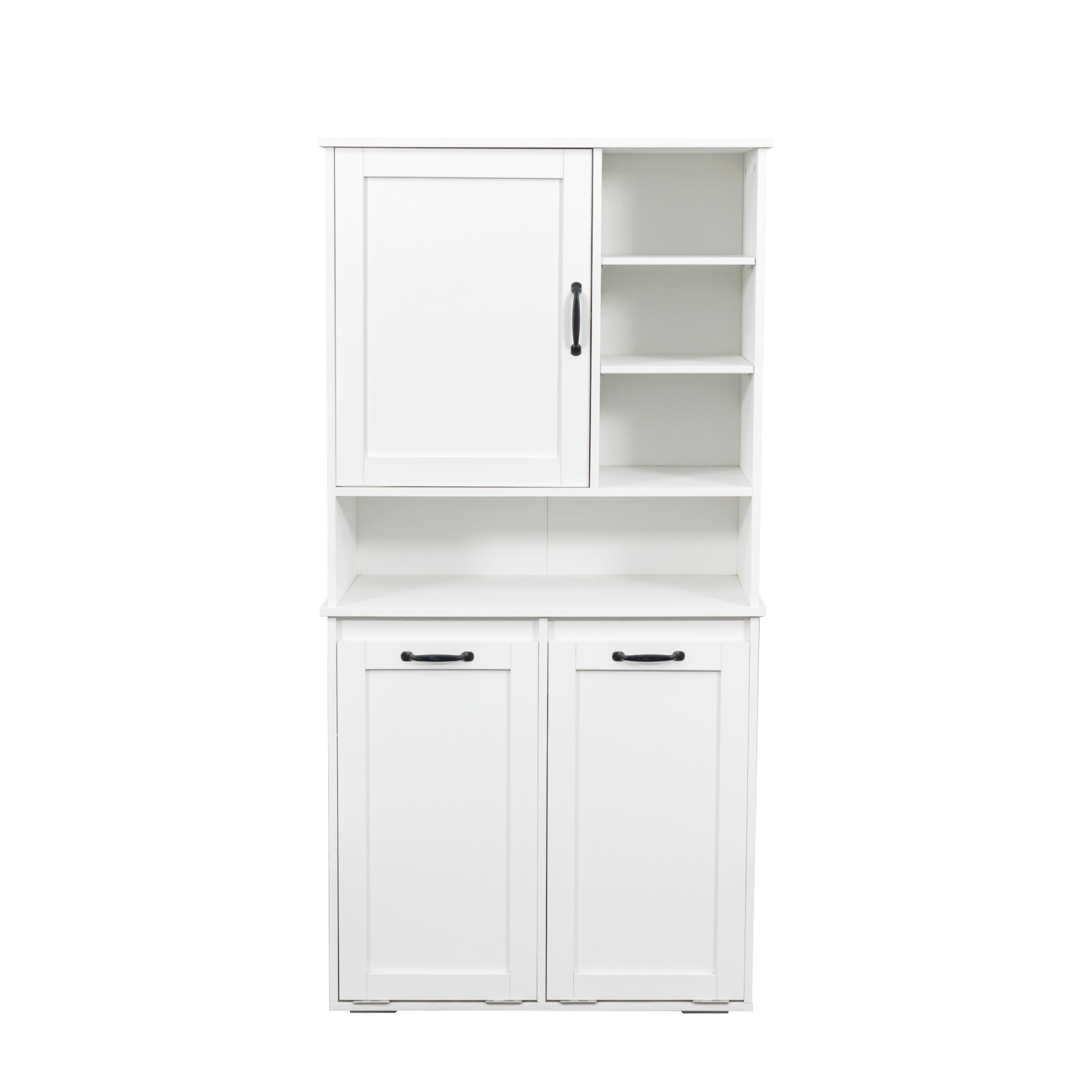 63" Laundry Storage Cabinet with Tilt-Out Hampers & Adjustable Shelves