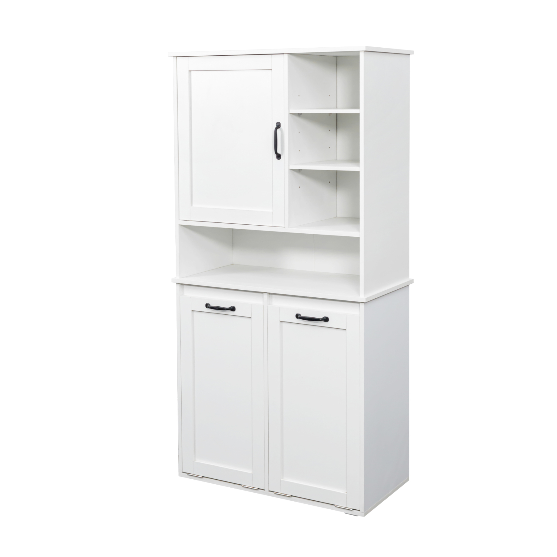 63" Laundry Storage Cabinet with Tilt-Out Hampers & Adjustable Shelves