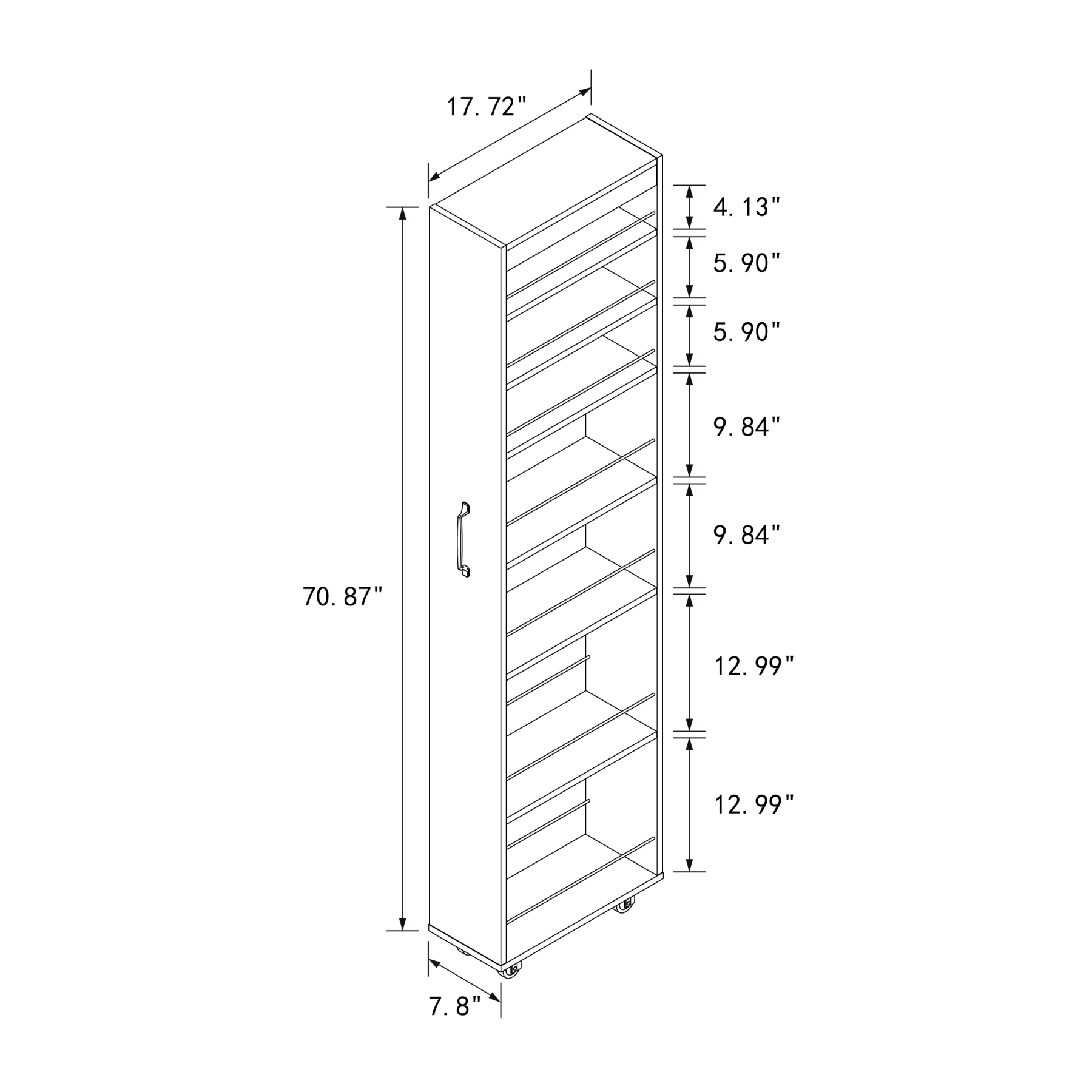 7-Tier Slim Pull-Out Storage Cabinet on Wheels for Kitchen & Laundry Room