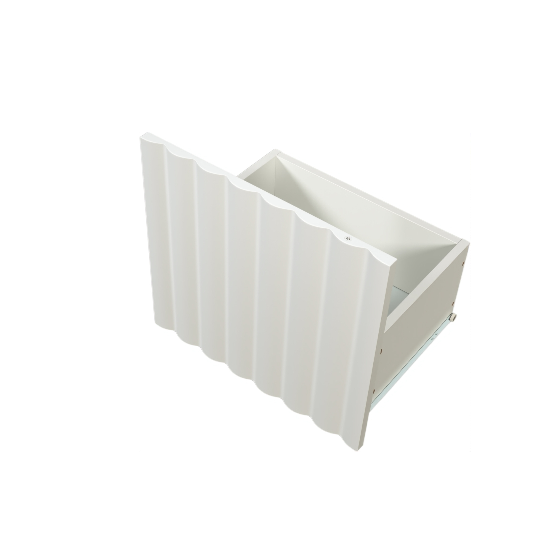 71" Modern White TV Stand with 2 Fluted Cabinet Doors & 2 Drawers