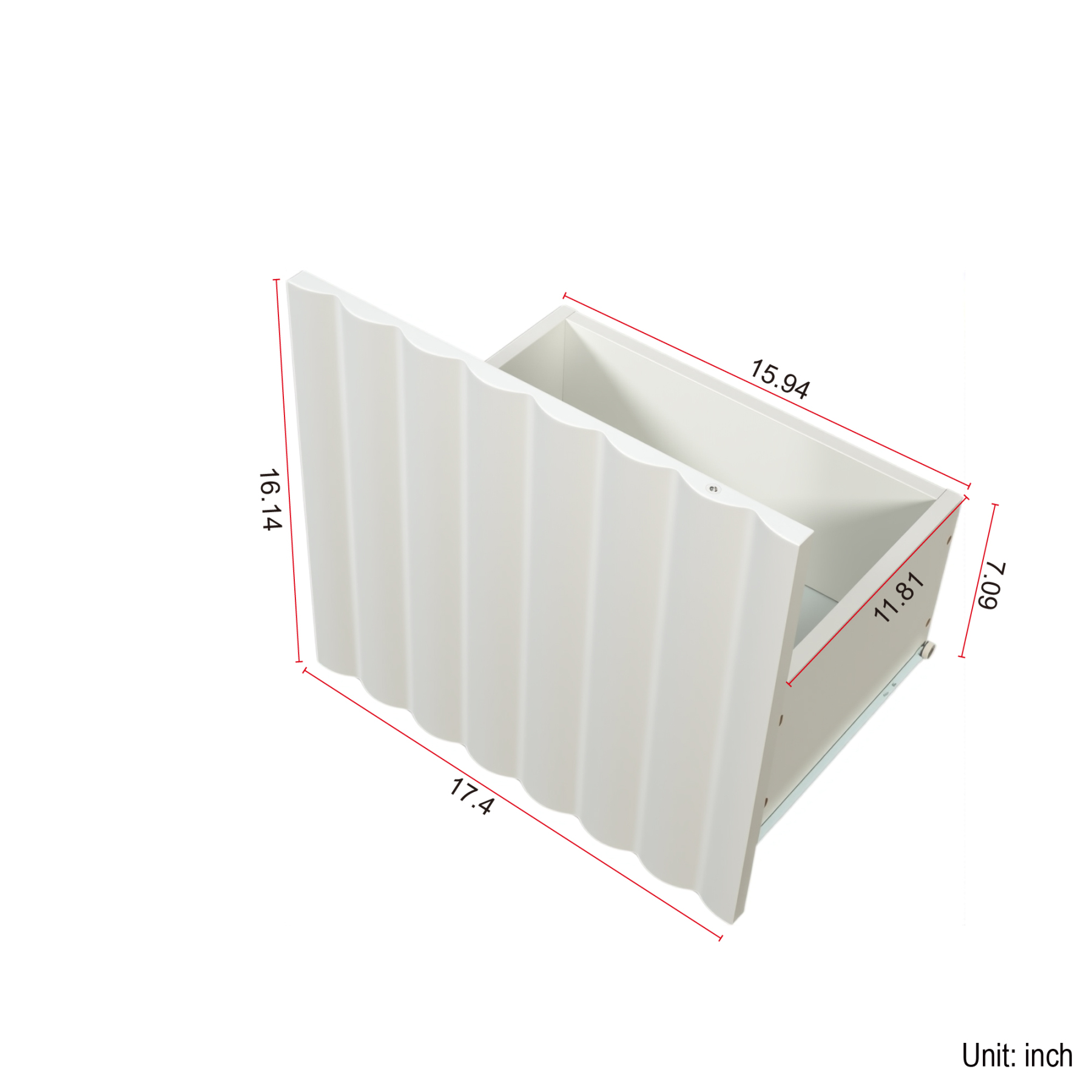71" Modern White TV Stand with 2 Fluted Cabinet Doors & 2 Drawers