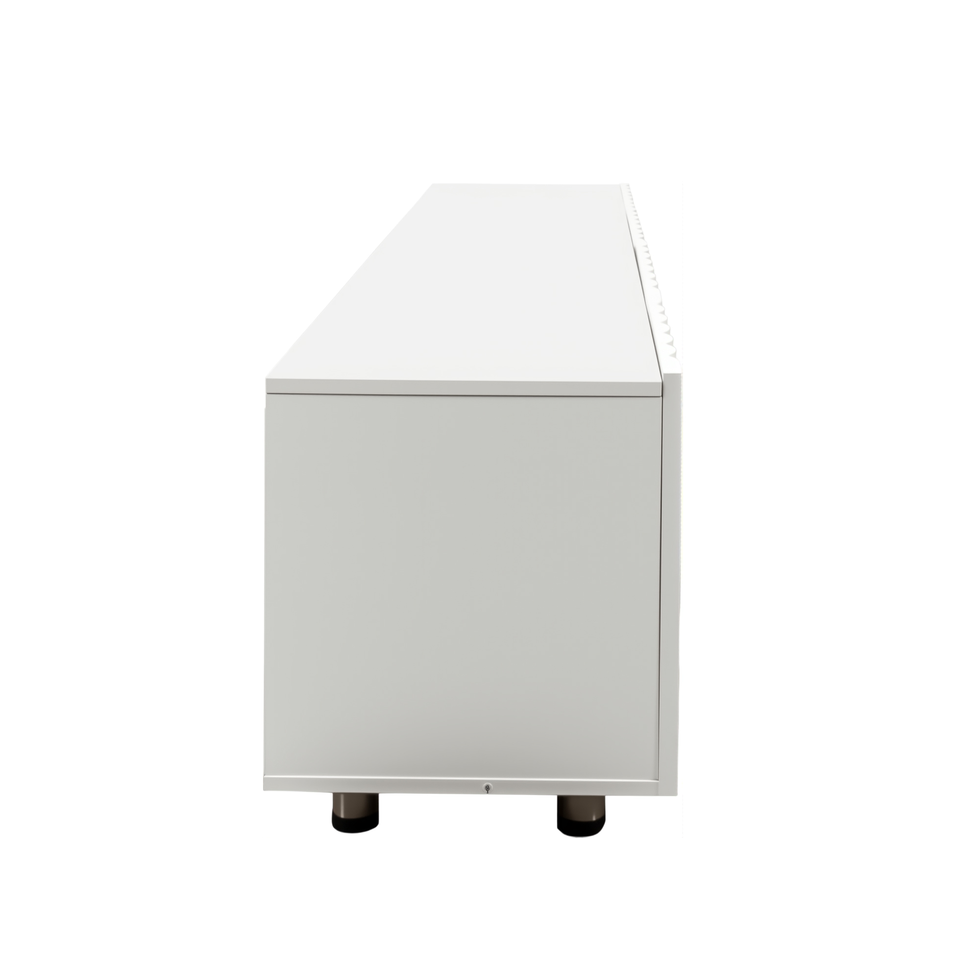 71" Modern White TV Stand with 2 Fluted Cabinet Doors & 2 Drawers