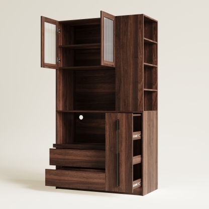 71" Kitchen Pantry Cabinet w/ Pull-out Shelf, 2 Drawers & Versatile Storage