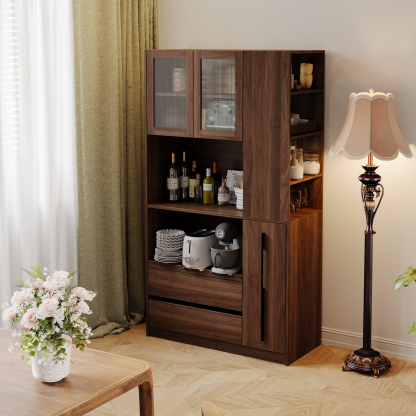 71" Kitchen Pantry Cabinet w/ Pull-out Shelf, 2 Drawers & Versatile Storage