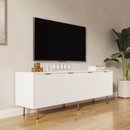71" Modern TV Stand with Legs & 4 Doors for Living Room, Bedroom