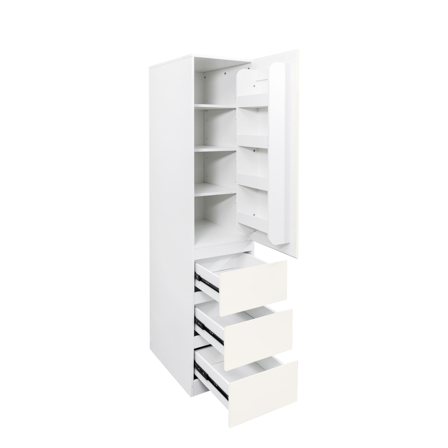71" Modern Tall Storage Cabinet with Drawers and Door Shelves, Kitchen Pantry