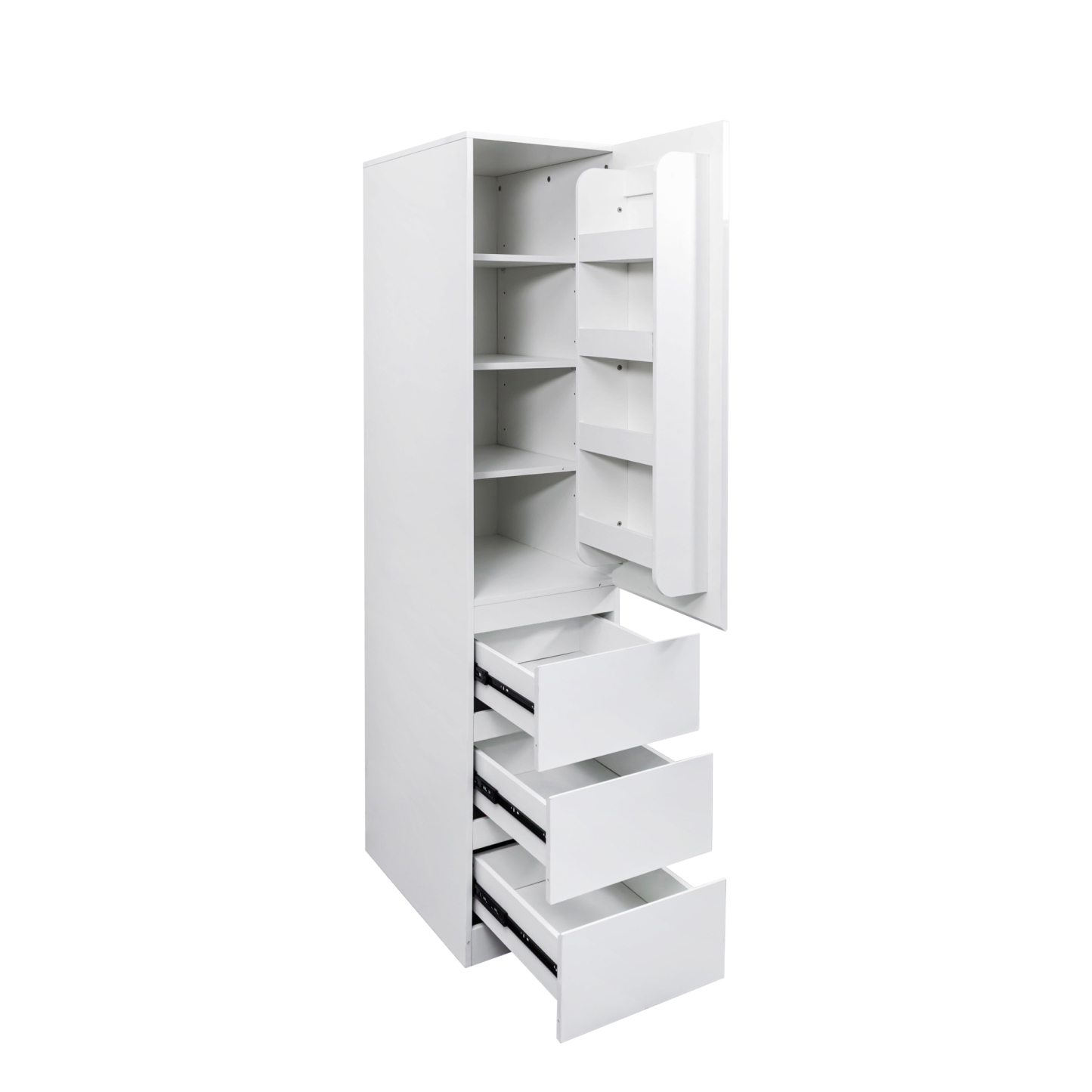 71" Modern Tall Storage Cabinet with Drawers and Door Shelves, Kitchen Pantry