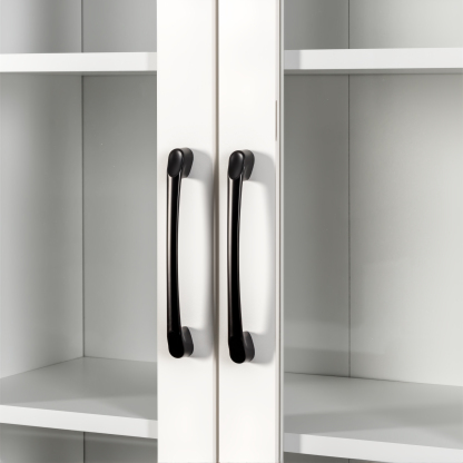 71" Multifunctional Storage Cabinet w/ 2 Glass Doors & Pull-Out Shelves