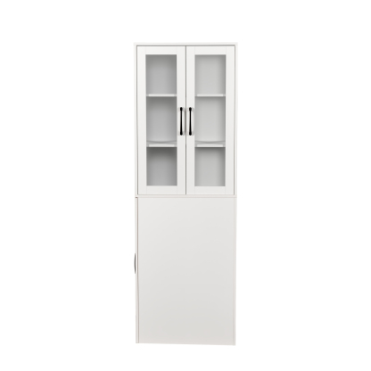 71" Multifunctional Storage Cabinet w/ 2 Glass Doors & Pull-Out Shelves
