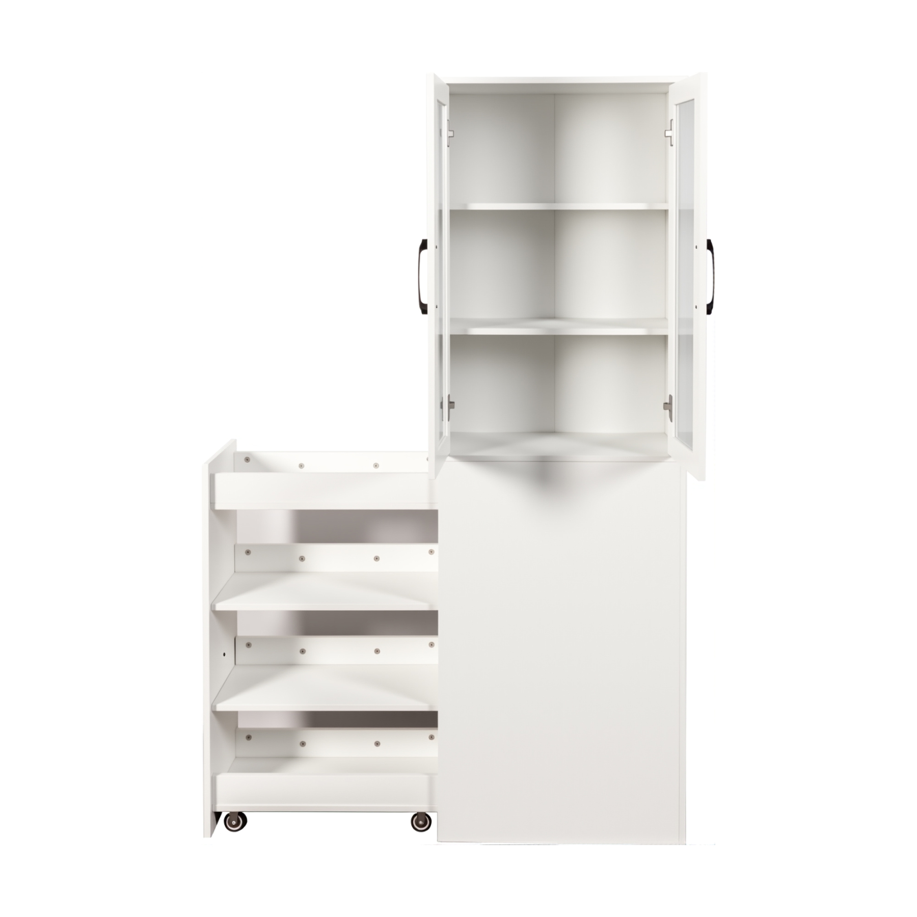 71" Multifunctional Storage Cabinet w/ 2 Glass Doors & Pull-Out Shelves