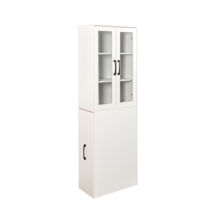71" Multifunctional Storage Cabinet w/ 2 Glass Doors & Pull-Out Shelves
