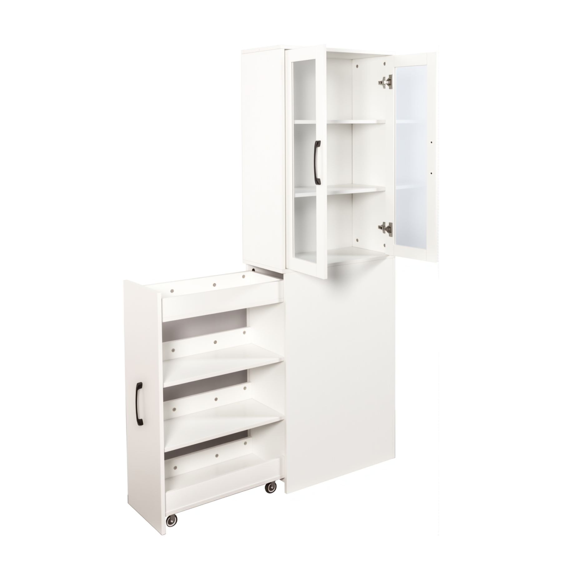 71" Multifunctional Storage Cabinet w/ 2 Glass Doors & Pull-Out Shelves