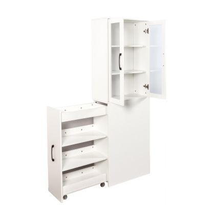 71" Multifunctional Storage Cabinet w/ 2 Glass Doors & Pull-Out Shelves