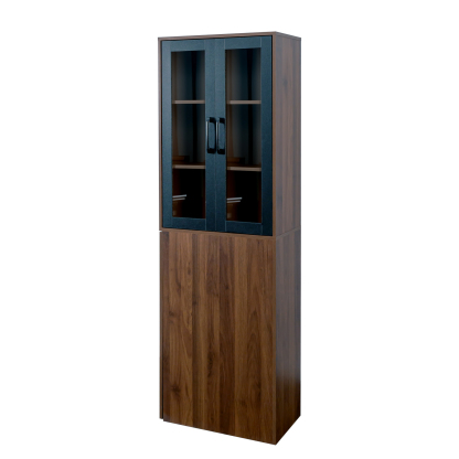 71" Multifunctional Storage Cabinet w/ 2 Glass Doors & Pull-Out Shelves