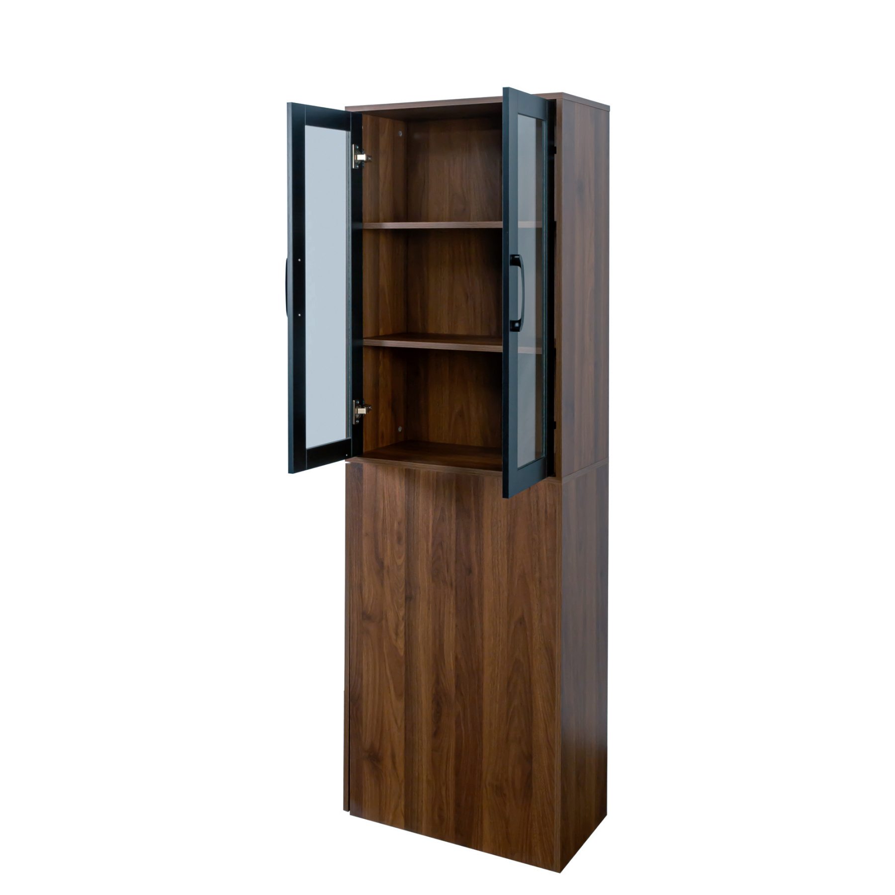 71" Multifunctional Storage Cabinet w/ 2 Glass Doors & Pull-Out Shelves