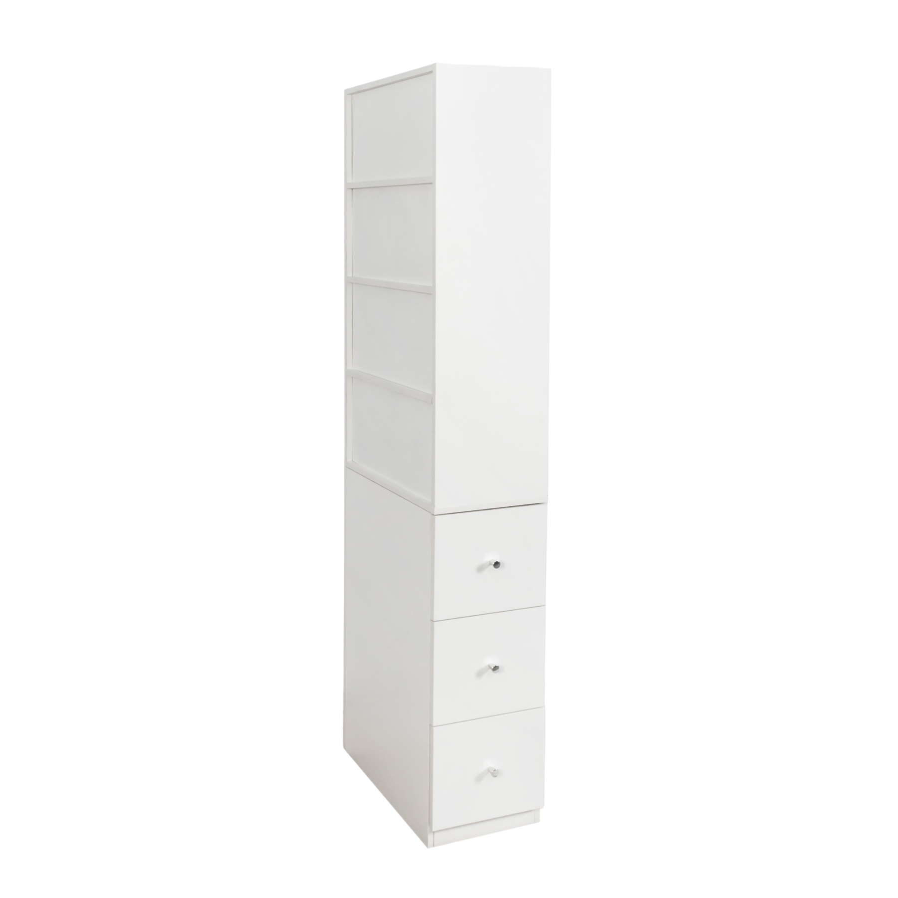 71" Narrow Display Storage Cabinet w/ 4-Tier Shelf and 3 Side Drawers