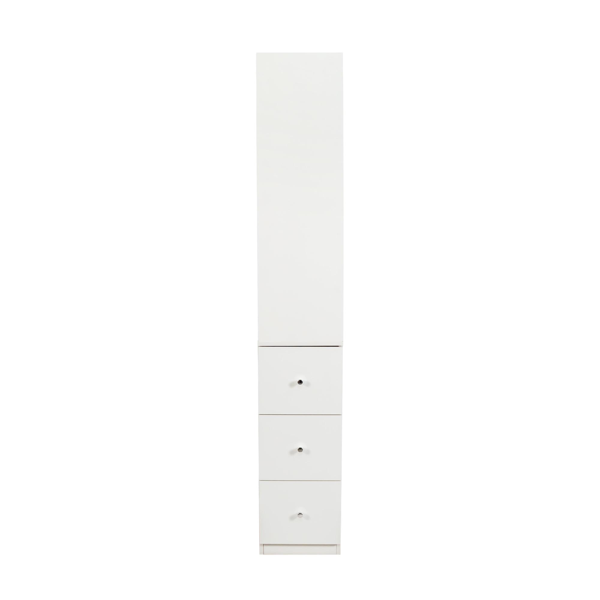 71" Narrow Display Storage Cabinet w/ 4-Tier Shelf and 3 Side Drawers