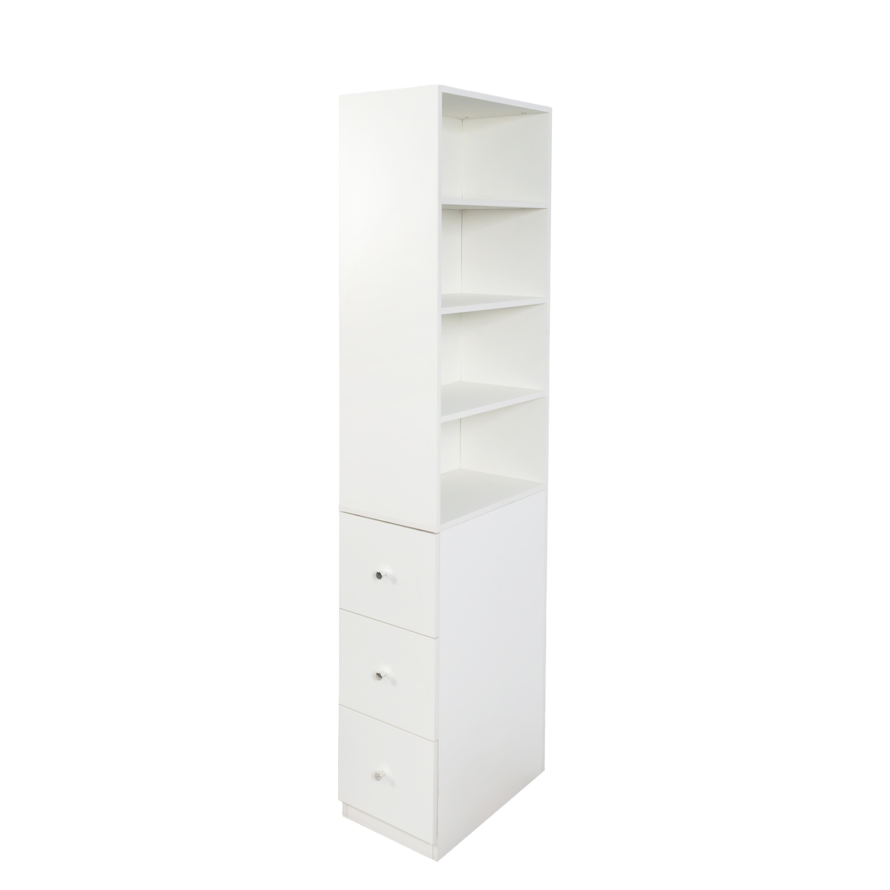 71" Narrow Display Storage Cabinet w/ 4-Tier Shelf and 3 Side Drawers