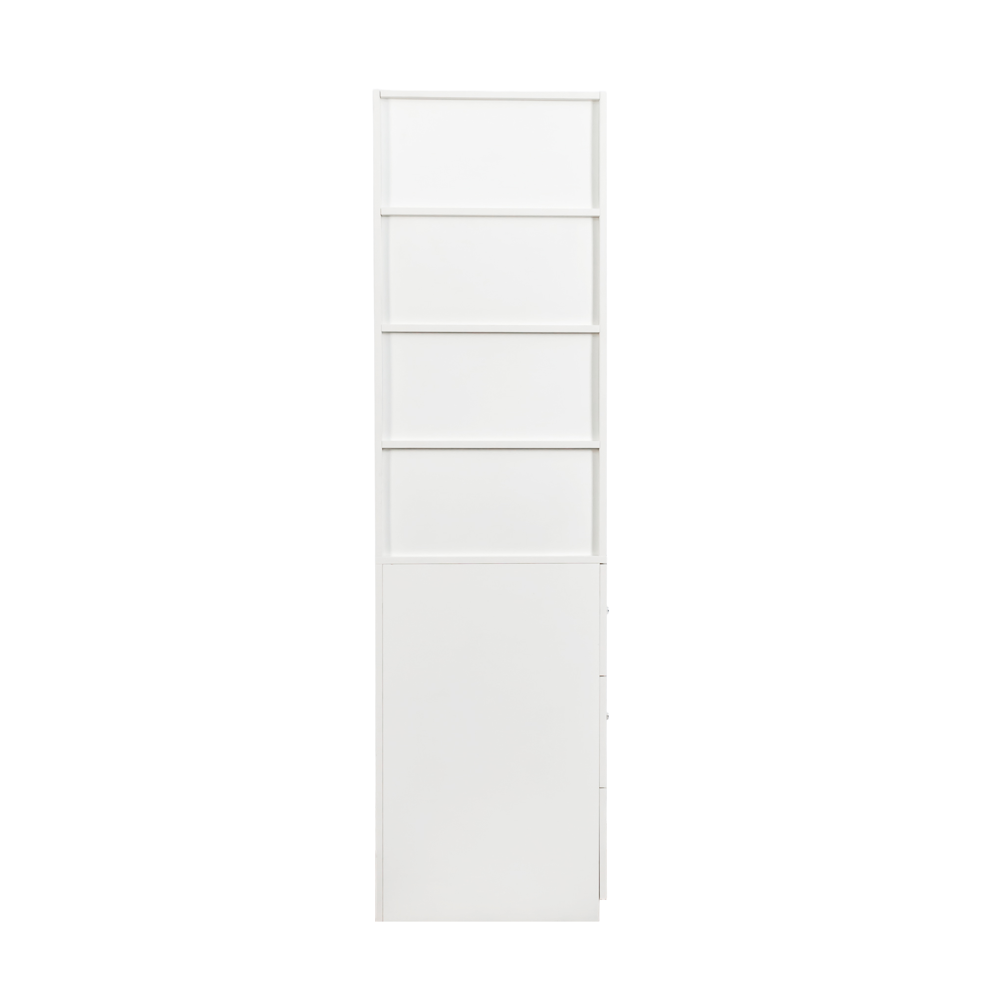 71" Narrow Display Storage Cabinet w/ 4-Tier Shelf and 3 Side Drawers