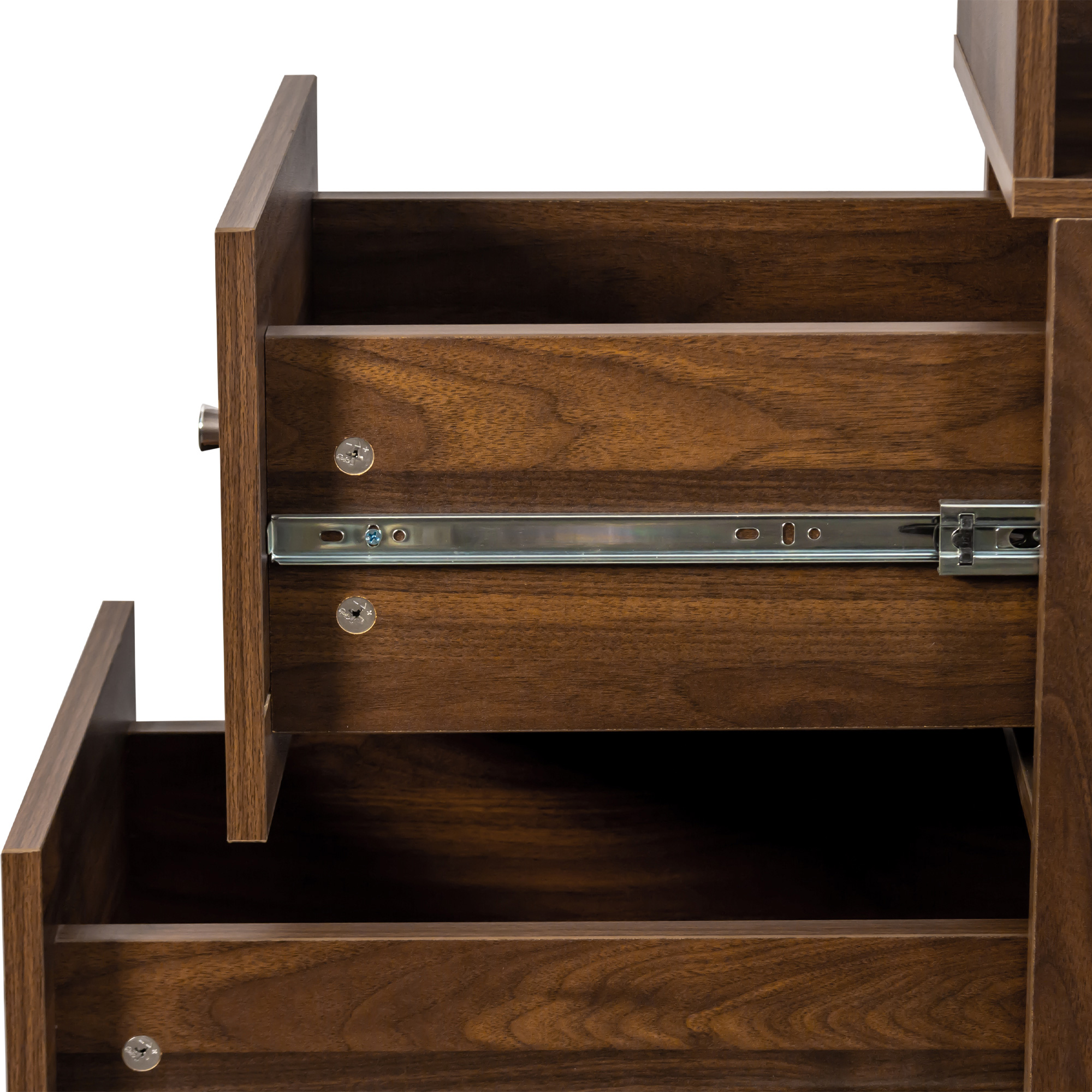 71" Narrow Display Storage Cabinet w/ 4-Tier Shelf and 3 Side Drawers