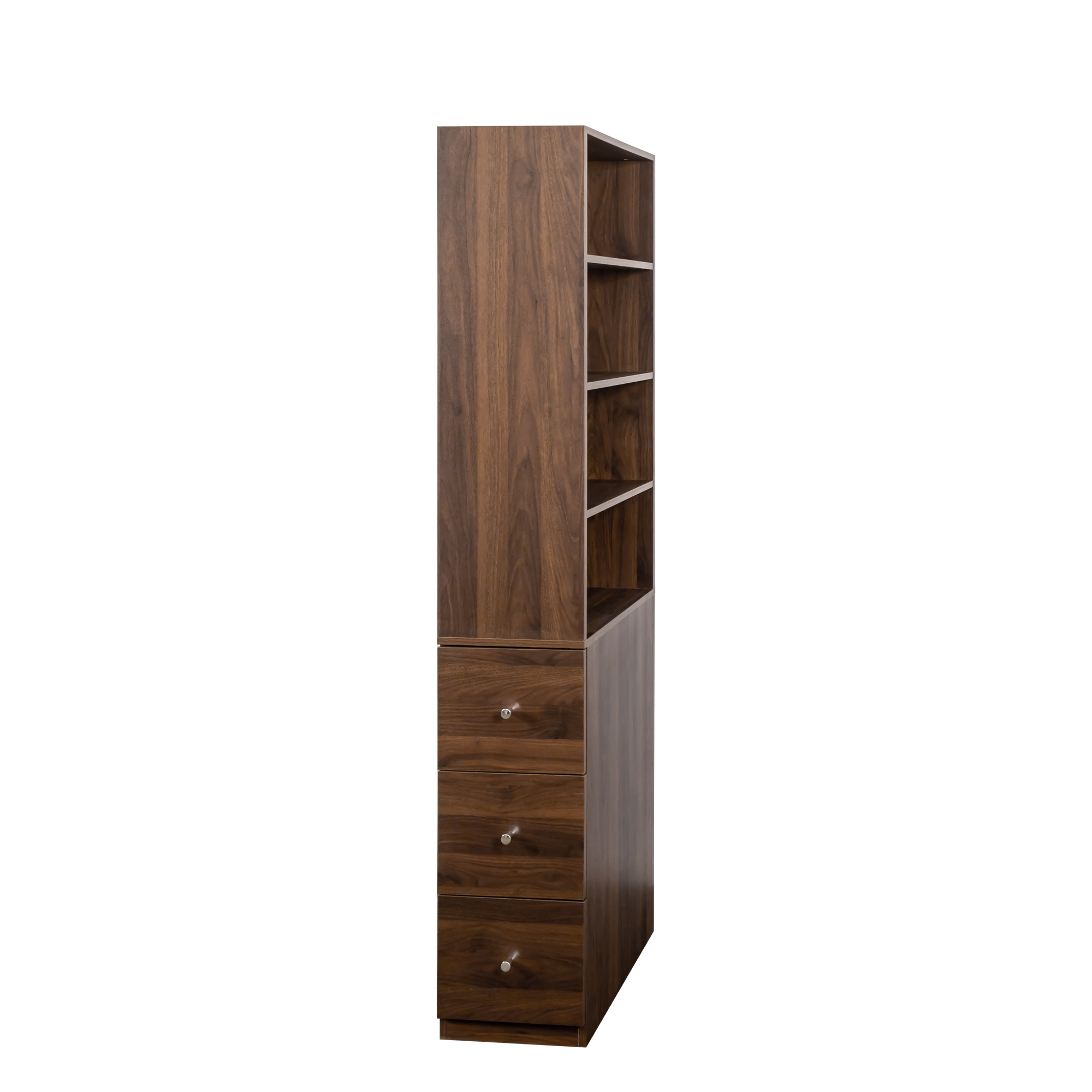 71" Narrow Display Storage Cabinet w/ 4-Tier Shelf and 3 Side Drawers