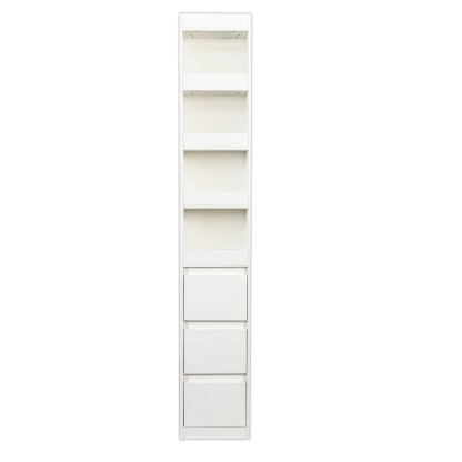71" Narrow Storage Cabinet w/ 4-Tier Open Shelves & 3 Side Drawers