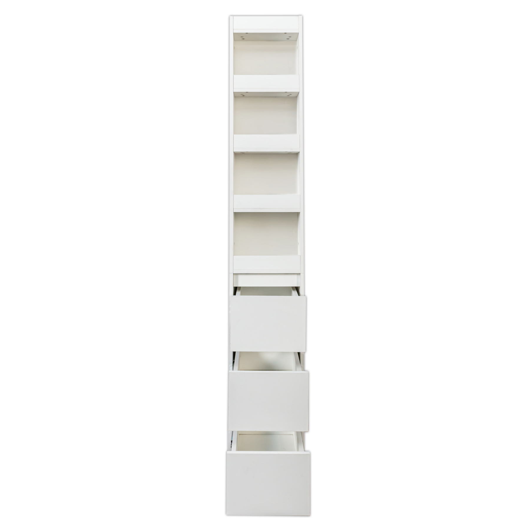 71" Narrow Storage Cabinet w/ 4-Tier Open Shelves & 3 Side Drawers