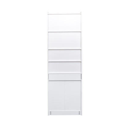 71" Rustic Bookcase with Foldable Desk & Glass Doors for Home Office | Space-Saving