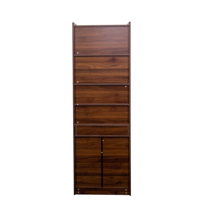71" Rustic Bookcase with Foldable Desk & Glass Doors for Home Office | Space-Saving