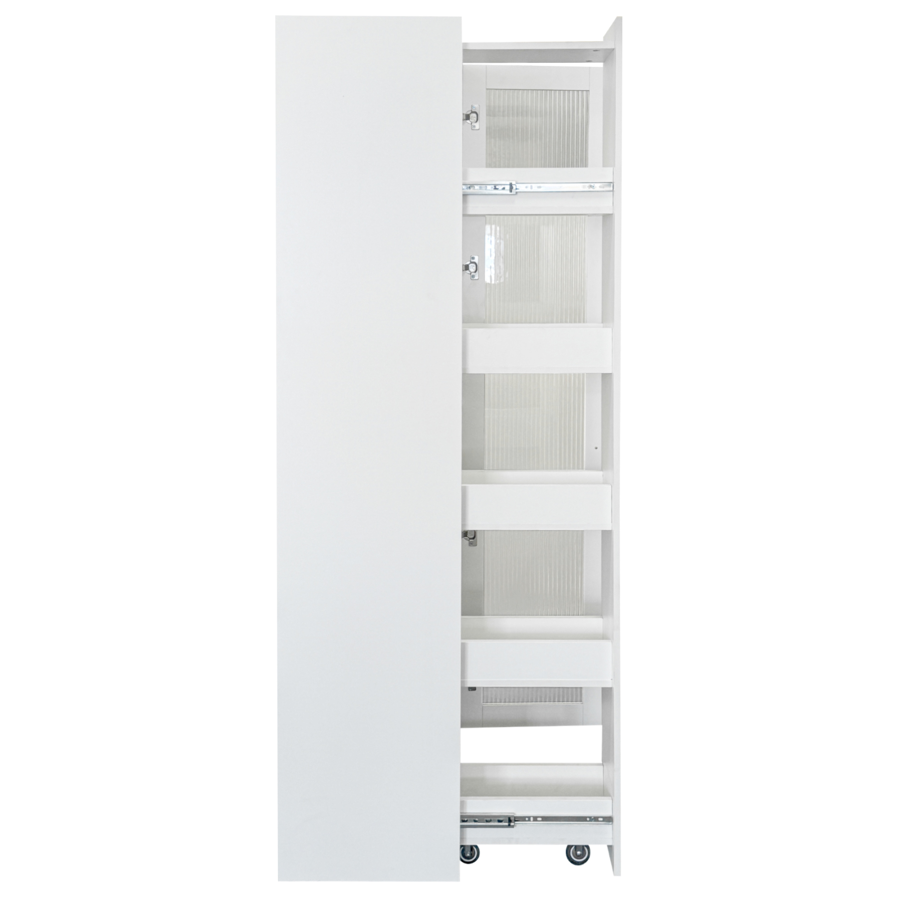 71" Slim Kitchen Pantry Cabinet w/ Clear Door & Pull-Out Shelf | Multifunctional