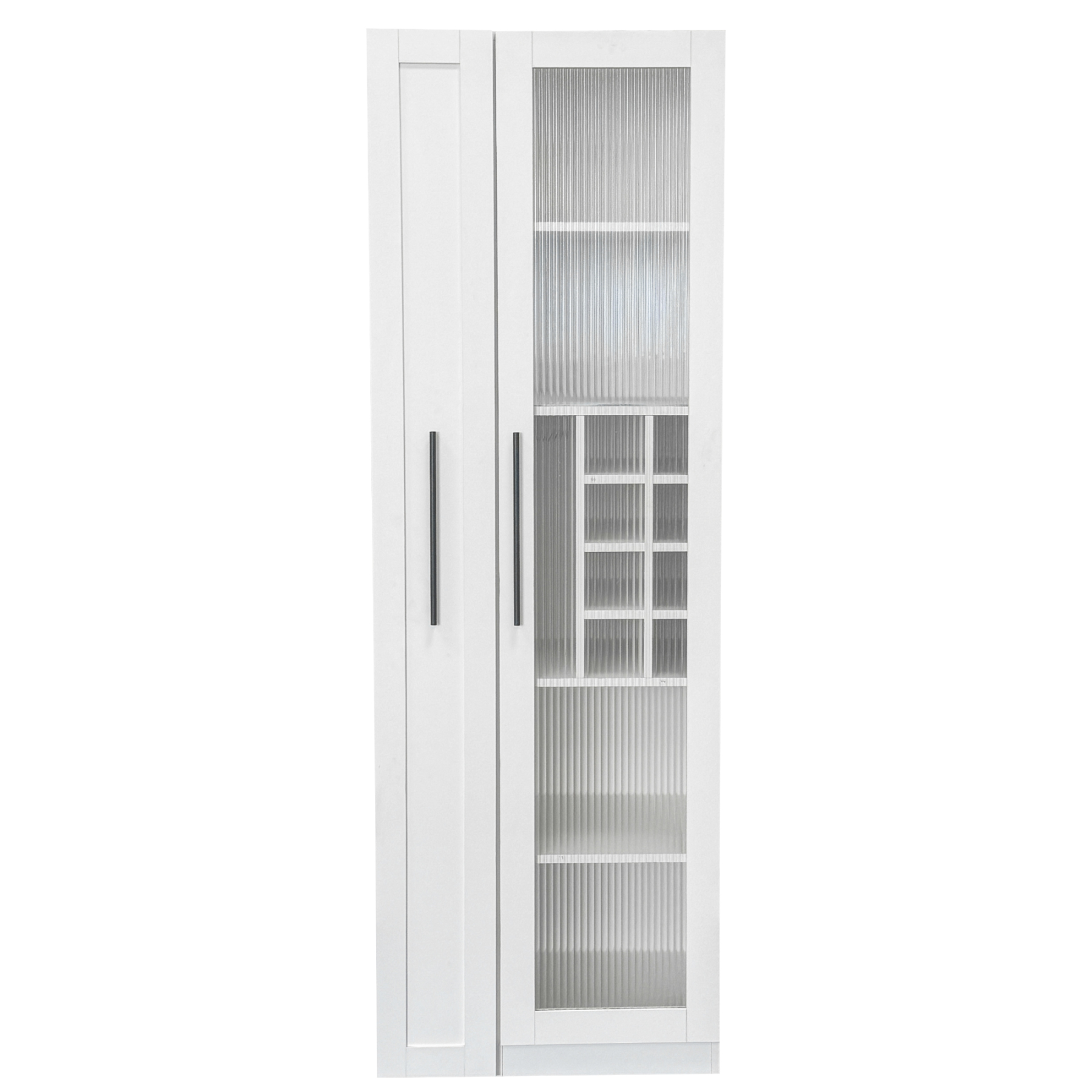 71" Slim Kitchen Pantry Cabinet w/ Clear Door & Pull-Out Shelf | Multifunctional