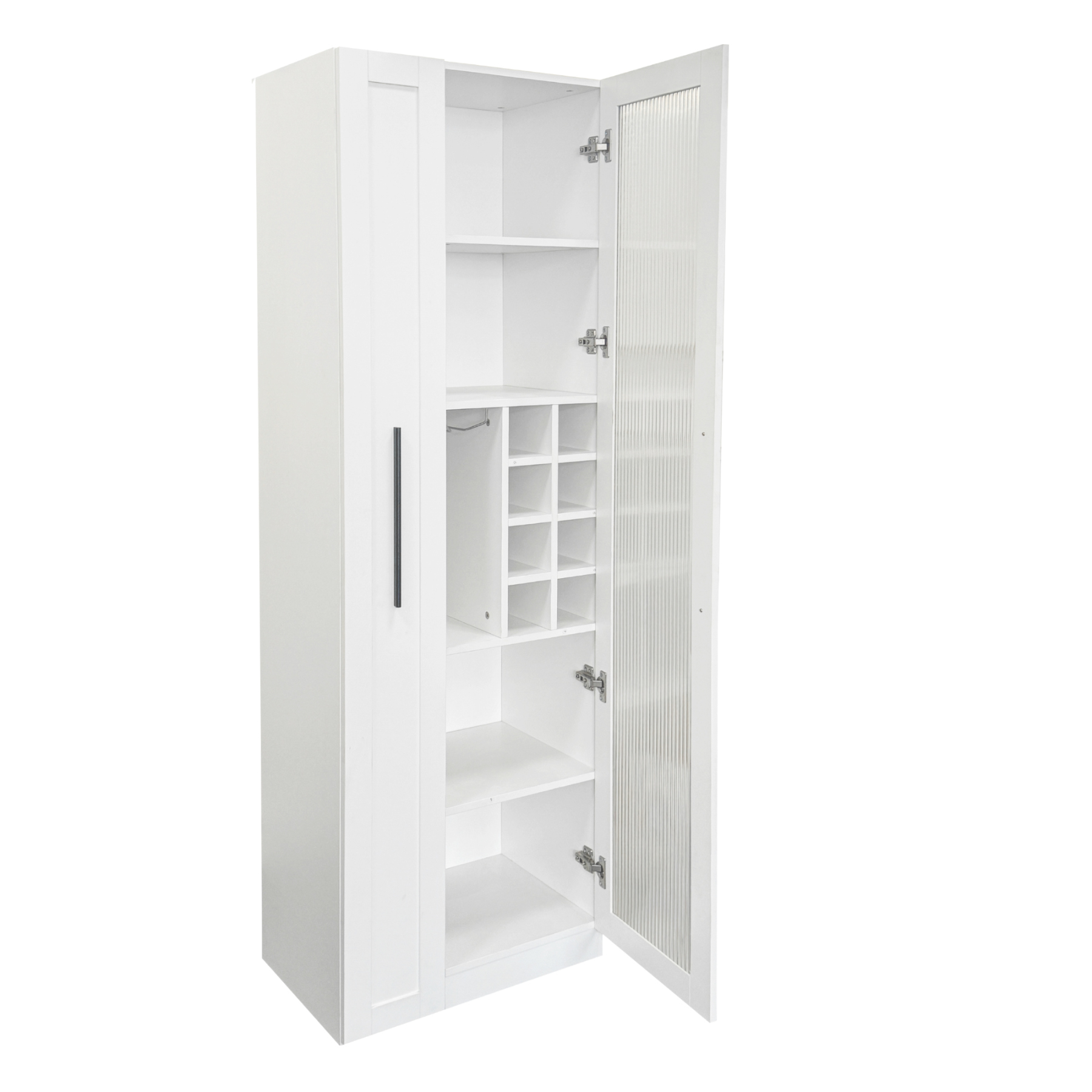 71" Slim Kitchen Pantry Cabinet w/ Clear Door & Pull-Out Shelf | Multifunctional