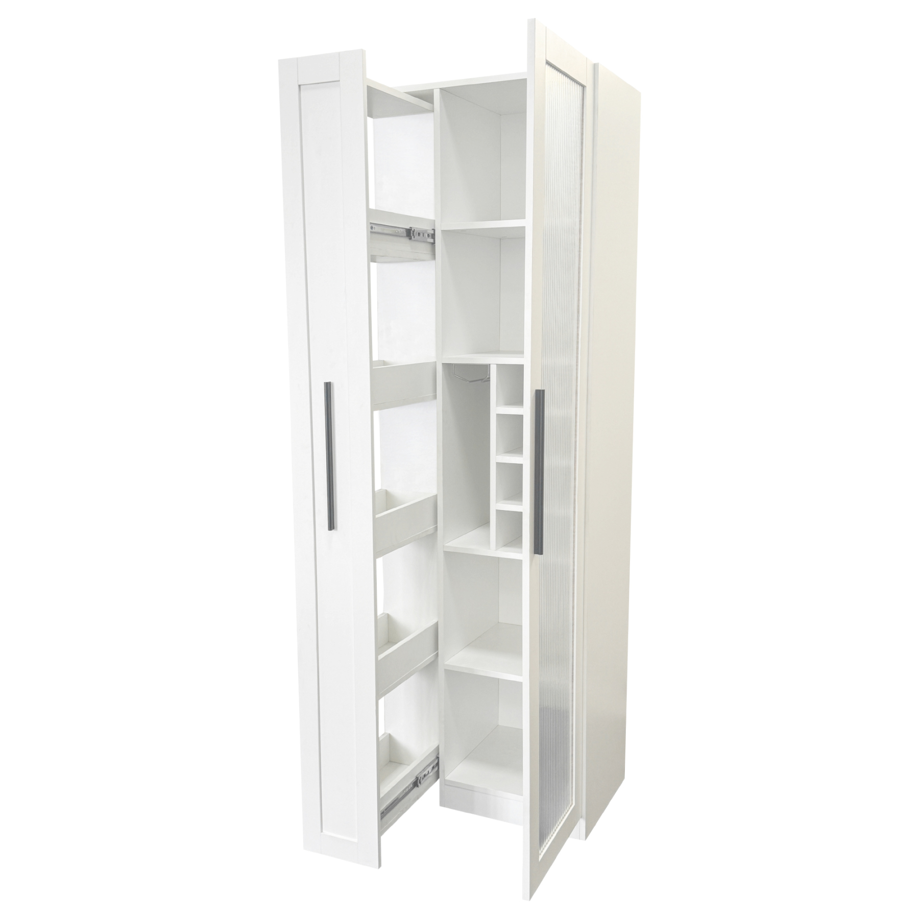 71" Slim Kitchen Pantry Cabinet w/ Clear Door & Pull-Out Shelf | Multifunctional
