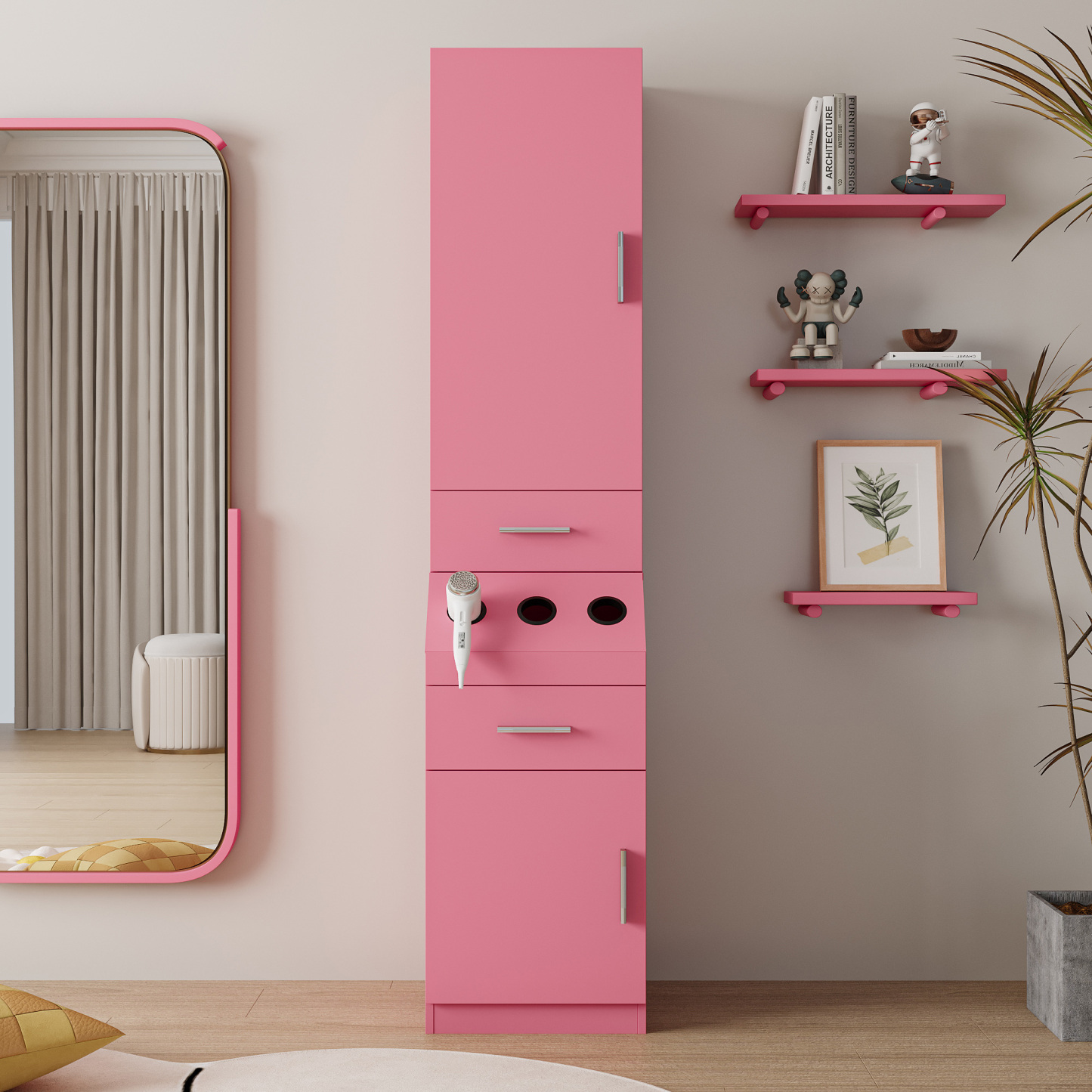 71" Storage Cabinet with 2 Drawers and 2-Tier Shelf | Salon Station