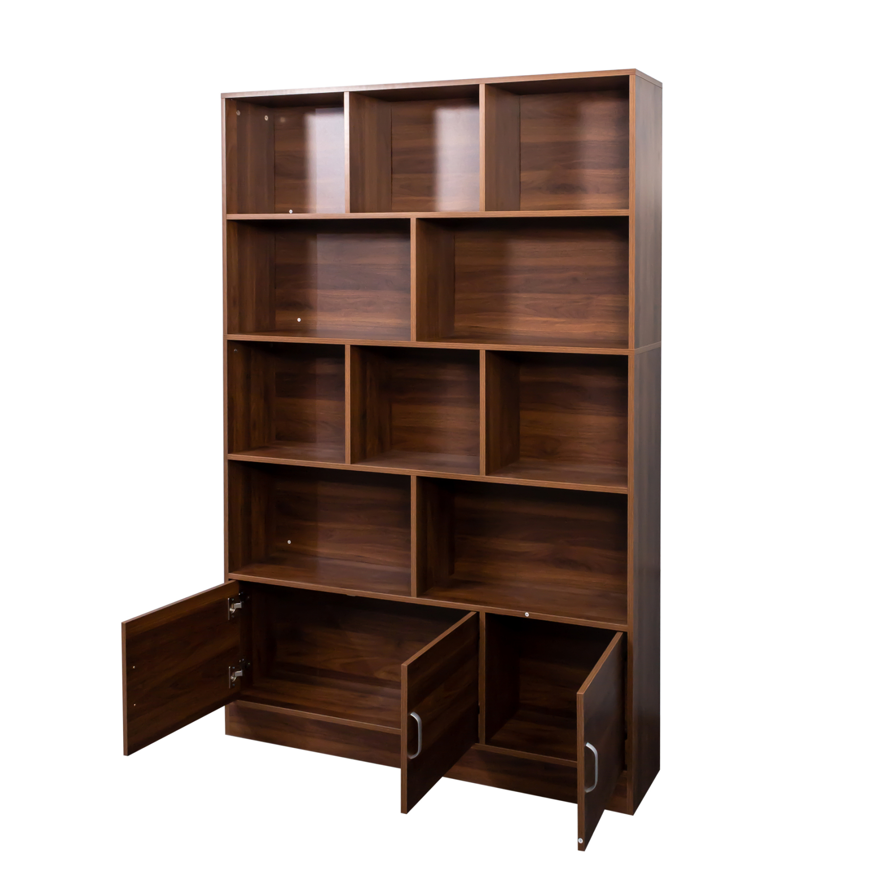 71" Tall Bookshelf with 10 Cubes & 3 Doors for Home Office, Living Room, Study